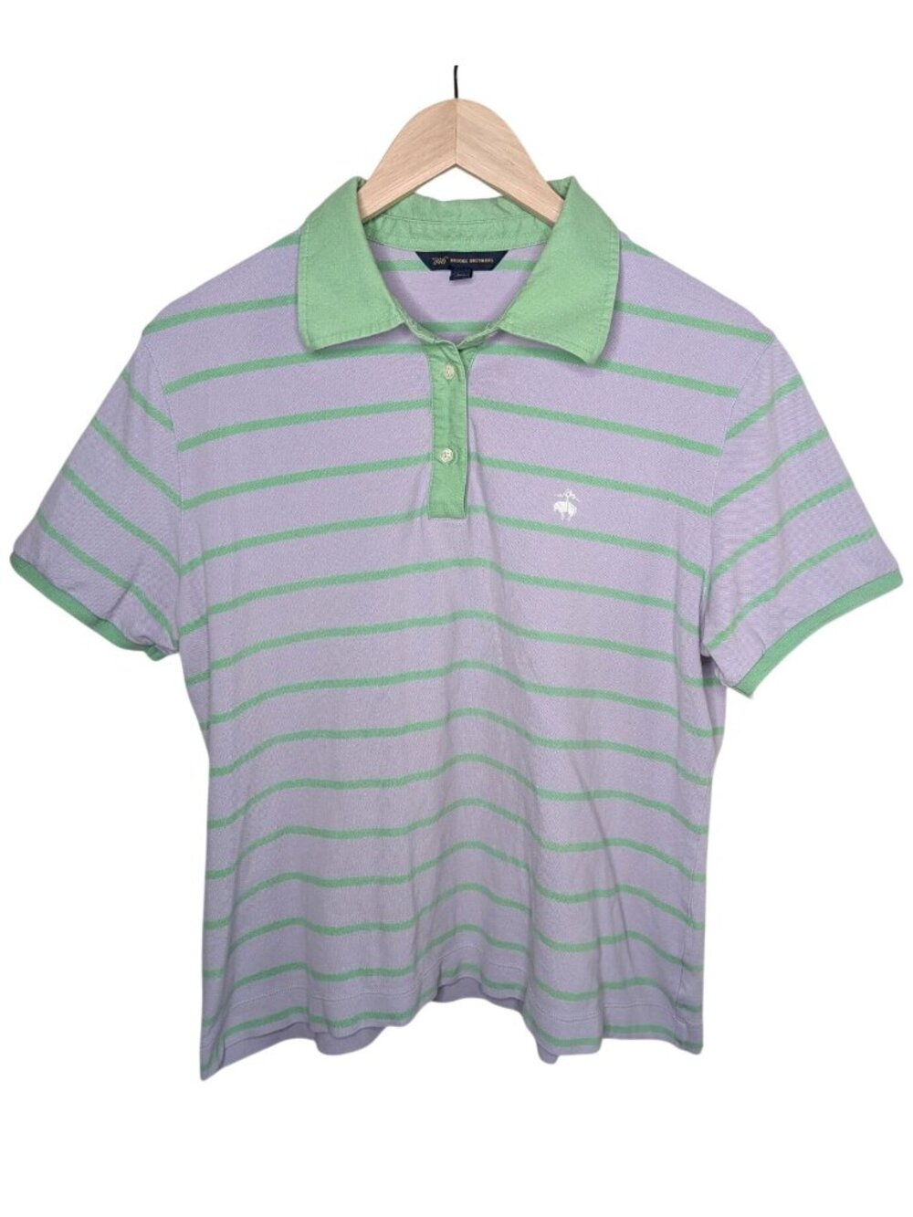 Brooks Brothers purple Green Striped Preppy Polo Top Short Sleeve Shirt XL